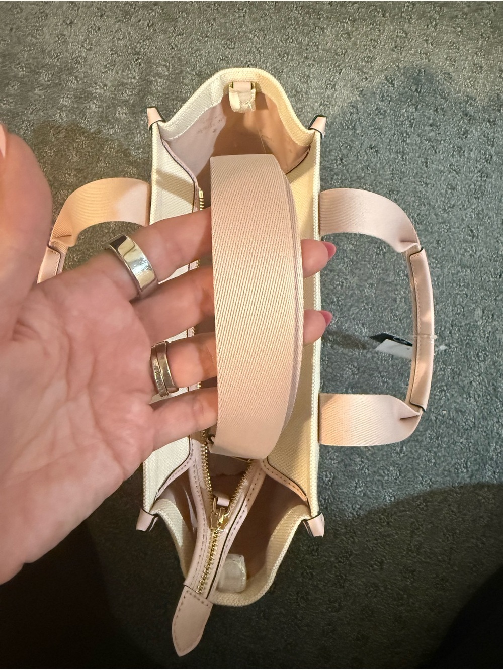 kate spade Canvas Tote with Blush Pink Straps - Picture 8 of 10